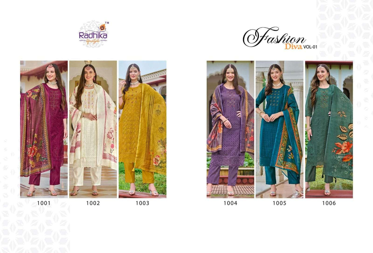 Radhika Lifestyle Fashion Diva Vol-1 Chanderi Silk Salwar Suit Set - Amrah Wholesale