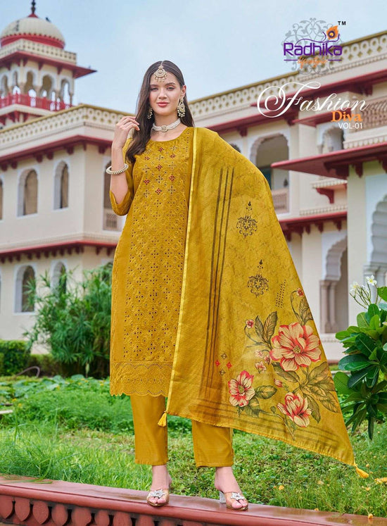 Radhika Lifestyle Fashion Diva Vol-1 Chanderi Silk Salwar Suit Set - Amrah Wholesale