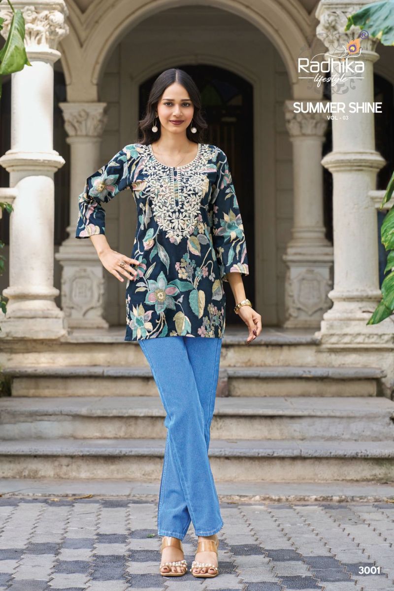 Radhika Summer Shine Vol 3 Cotton Lucknowi Embroidered Top