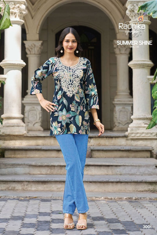 Radhika Summer Shine Vol 3 Cotton Lucknowi Embroidered Top