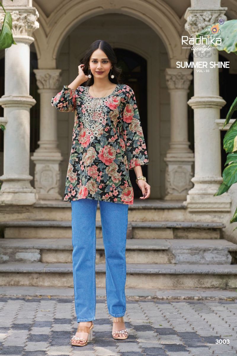 Radhika Summer Shine Vol 3 Cotton Lucknowi Embroidered Top