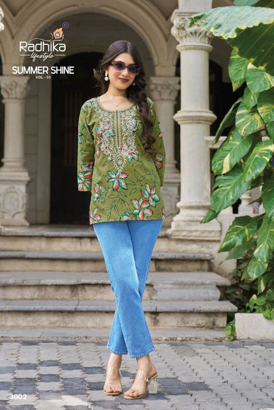 Radhika Summer Shine Vol 3 Cotton Lucknowi Embroidered Top