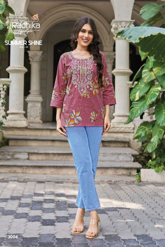 Radhika Summer Shine Vol 3 Cotton Lucknowi Embroidered Top