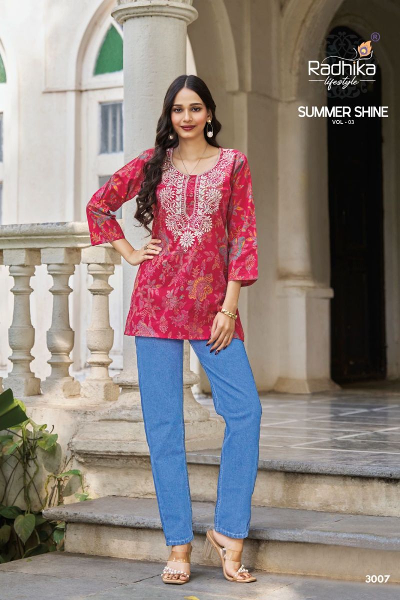 Radhika Summer Shine Vol 3 Cotton Lucknowi Embroidered Top