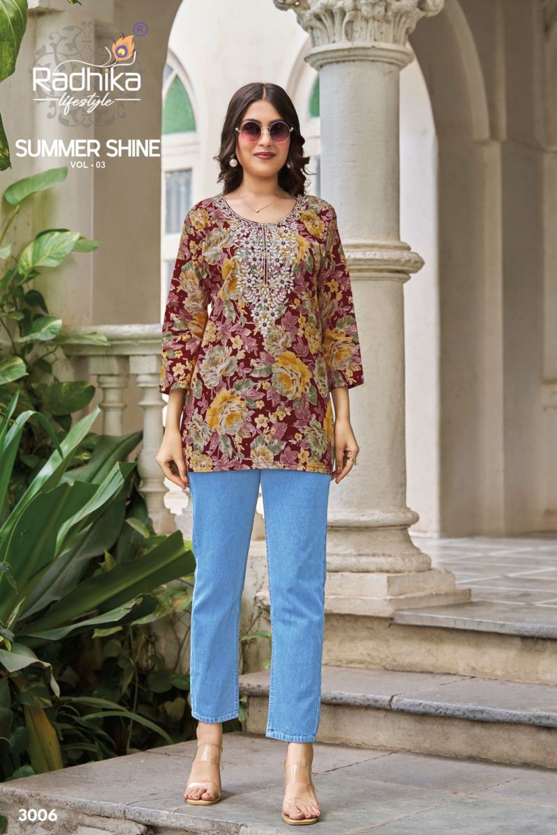 Radhika Summer Shine Vol 3 Cotton Lucknowi Embroidered Top