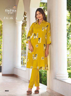 Radhika Zalak Vol 4 Rayon Kurti Pant Set - Amrah Wholesale