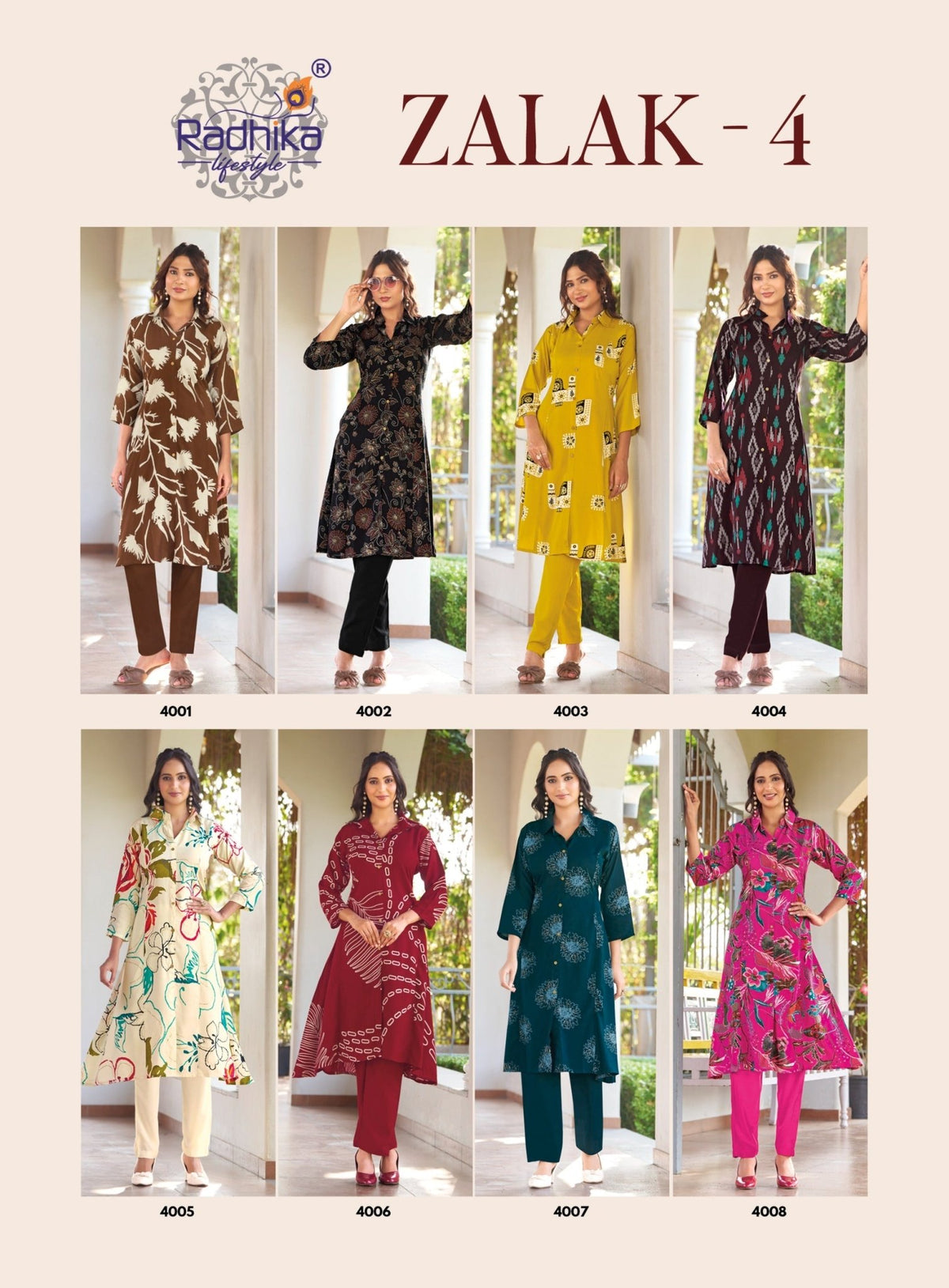 Radhika Zalak Vol 4 Rayon Kurti Pant Set - Amrah Wholesale