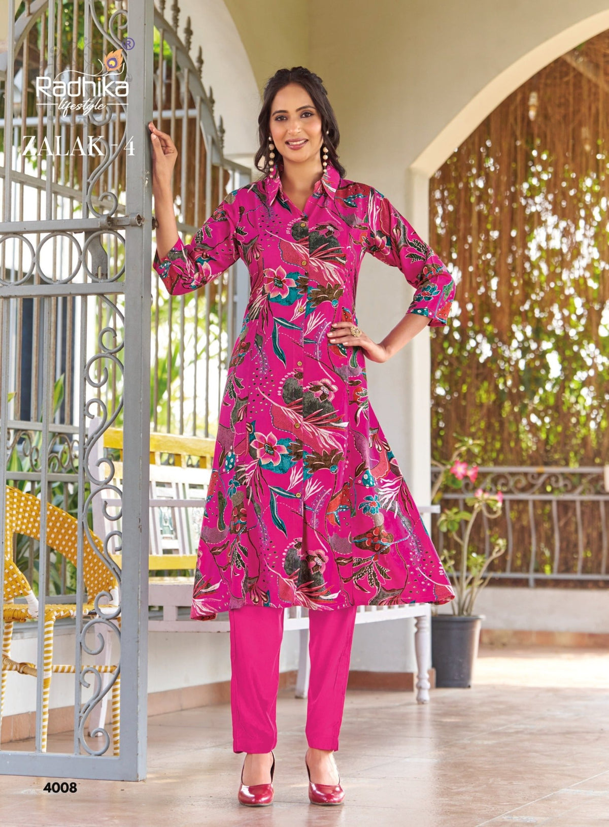 Radhika Zalak Vol 4 Rayon Kurti Pant Set - Amrah Wholesale