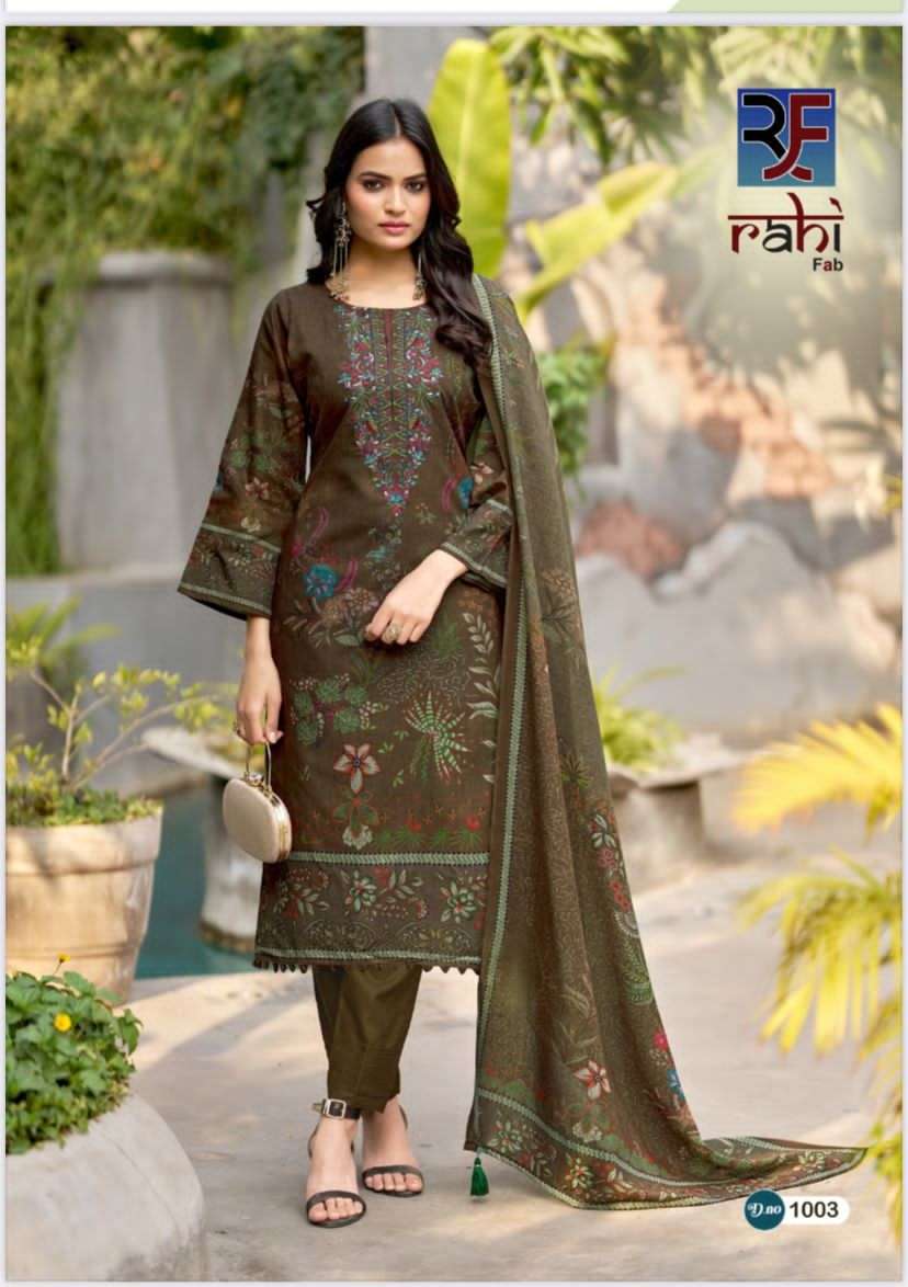Rahi Fab Red Orchid Pure Cotton Pakistani Suit - Amrah Wholesale