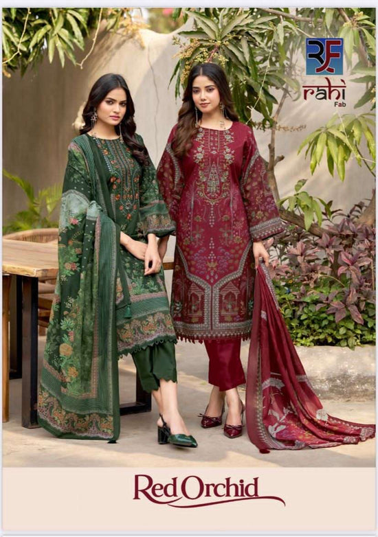 Rahi Fab Red Orchid Pure Cotton Pakistani Suit - Amrah Wholesale