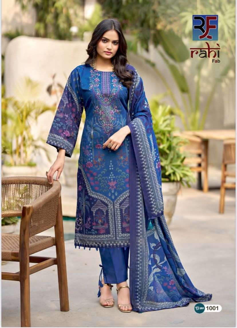 Rahi Fab Red Orchid Pure Cotton Pakistani Suit - Amrah Wholesale