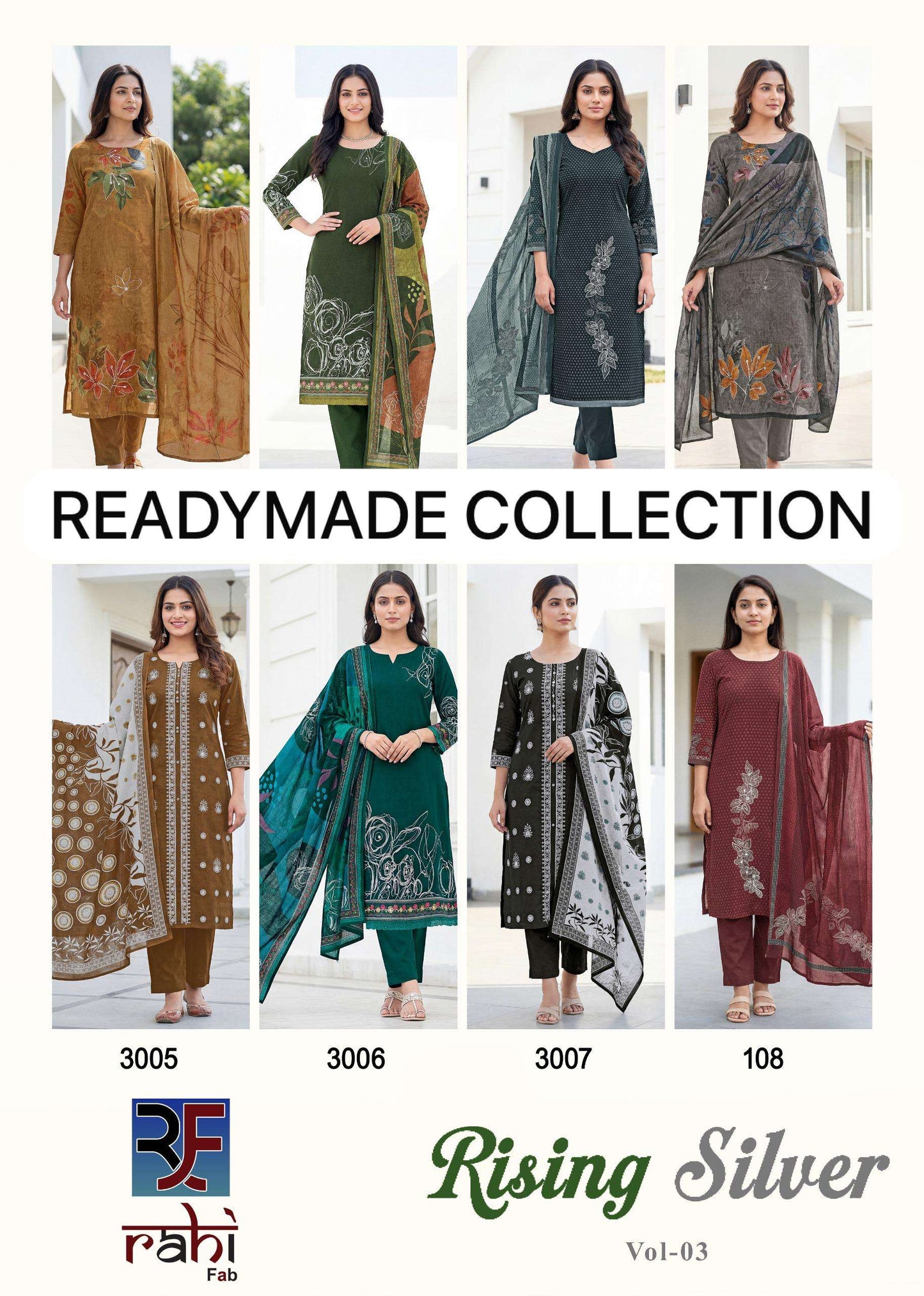 Rahi Fab Rising Silver Vol 3 Readymade Cotton 3 Piece Salwar Suit Set
