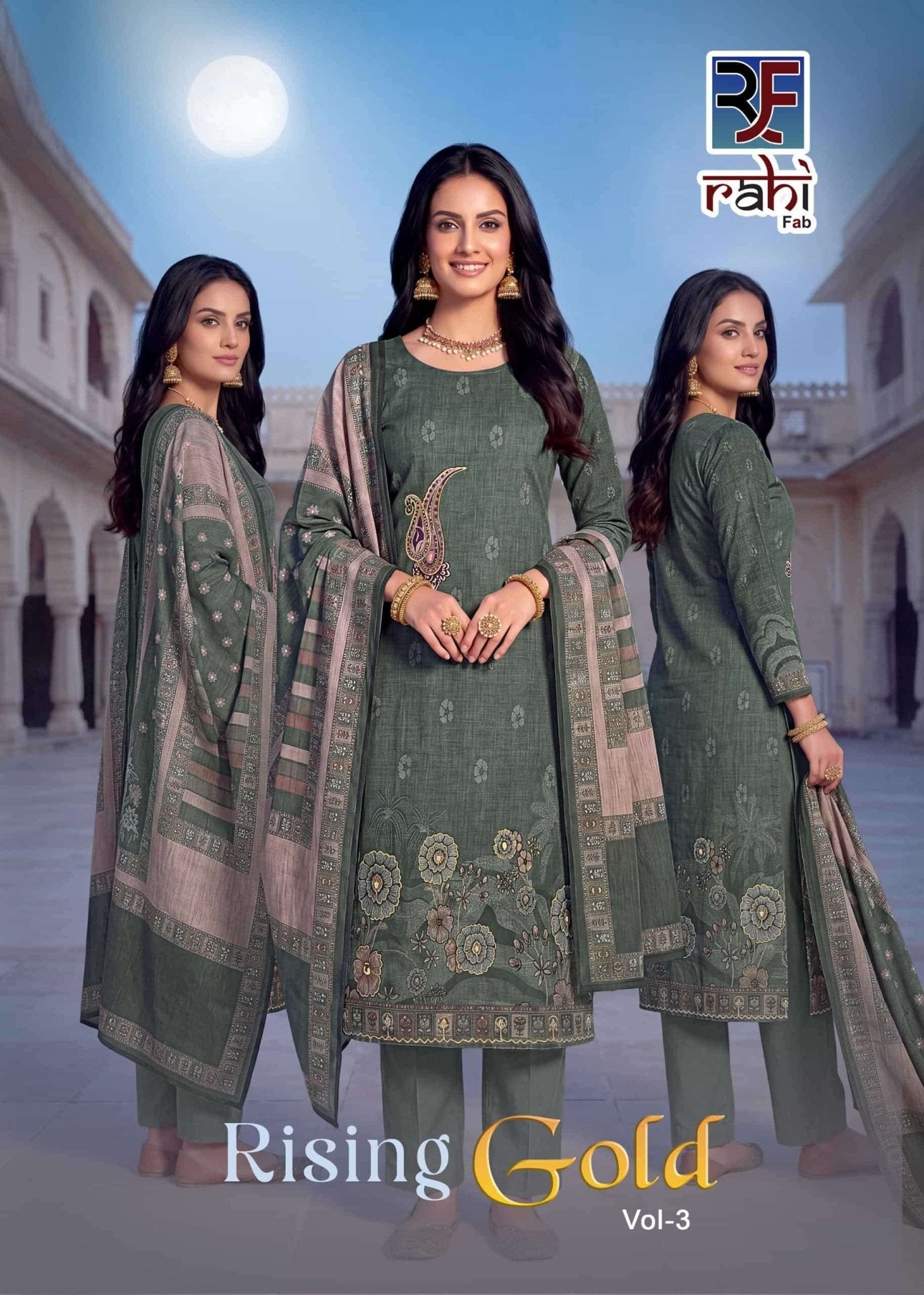 Rahi Fashion Rising Gold Vol 3 Pure Cotton Dress Material - Amrah Wholesale