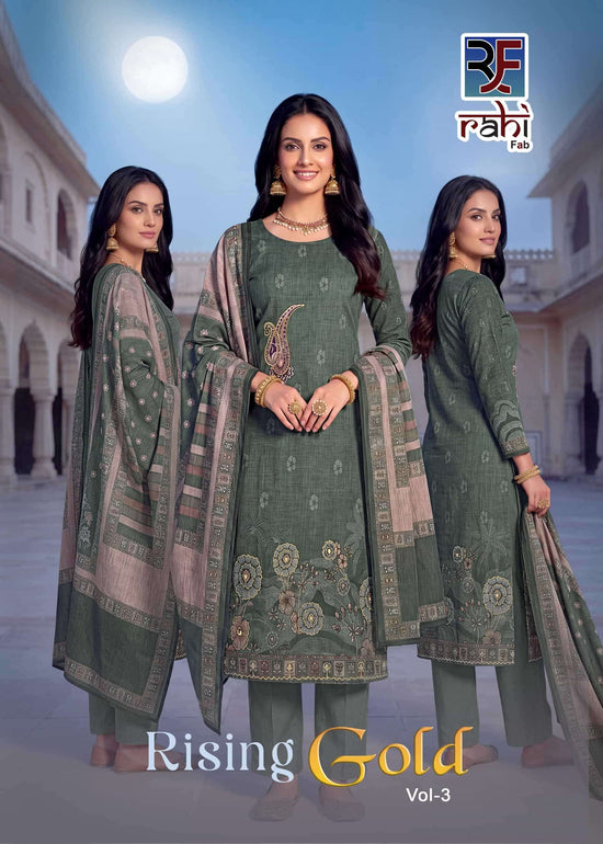 Rahi Fashion Rising Gold Vol 3 Pure Cotton Dress Material