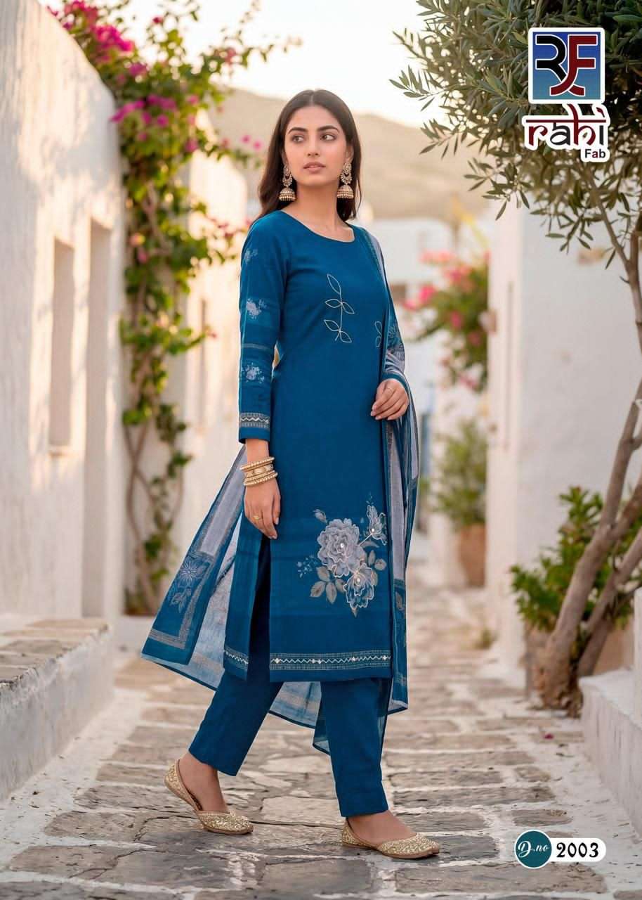 Rahi Fashion Rising Gold Vol 2 Pure Cotton Kurti Pant Dupatta Set