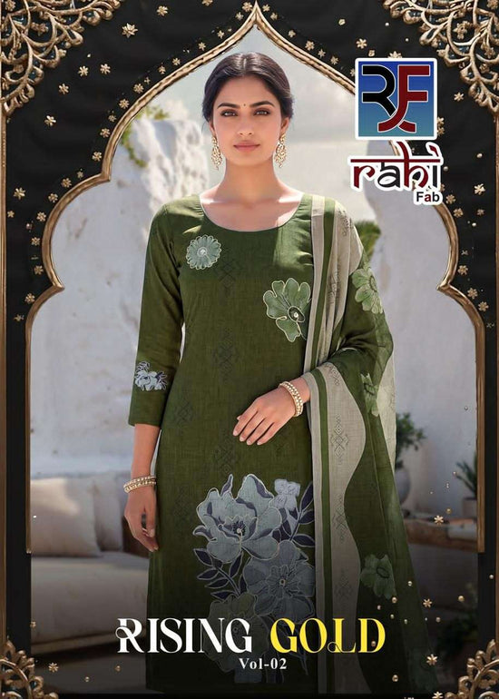 Rahi Fashion Rising Gold Vol 2 Pure Cotton Kurti Pant Dupatta Set