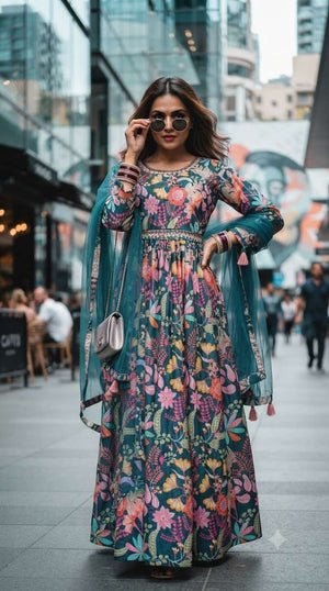 Rajnandini Blue Rani Fancy Fabric Partywear Gown Collection - Amrah Wholesale