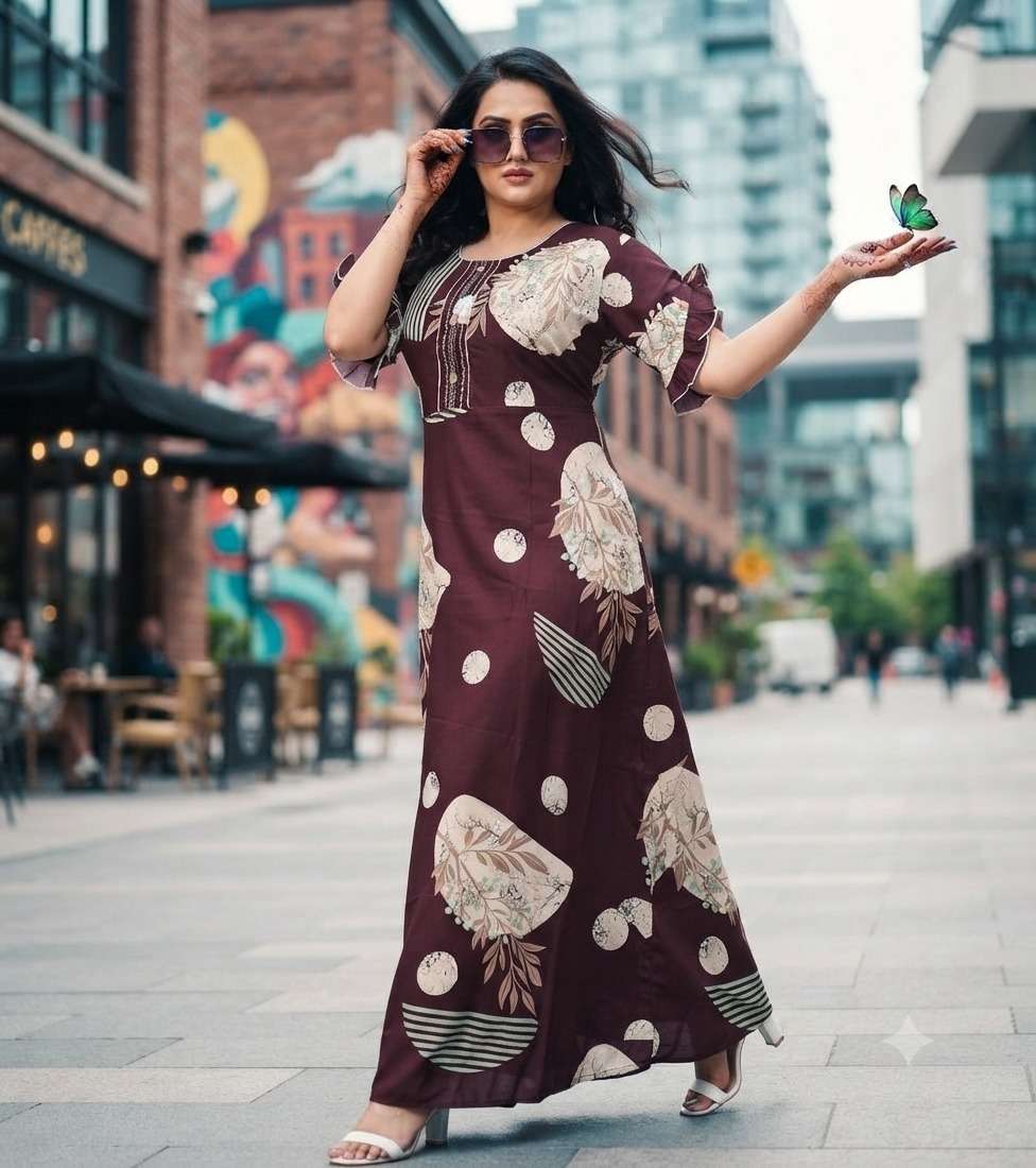 Rajnandini Feeling Rayon Comfort Nighty Gown Wholesale - Amrah Wholesale