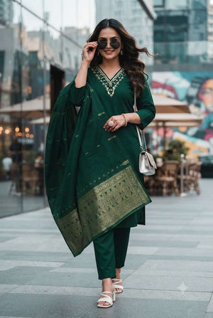 Rajnandini Florina Roman Silk Kurti Pant Dupatta Set - Amrah Wholesale