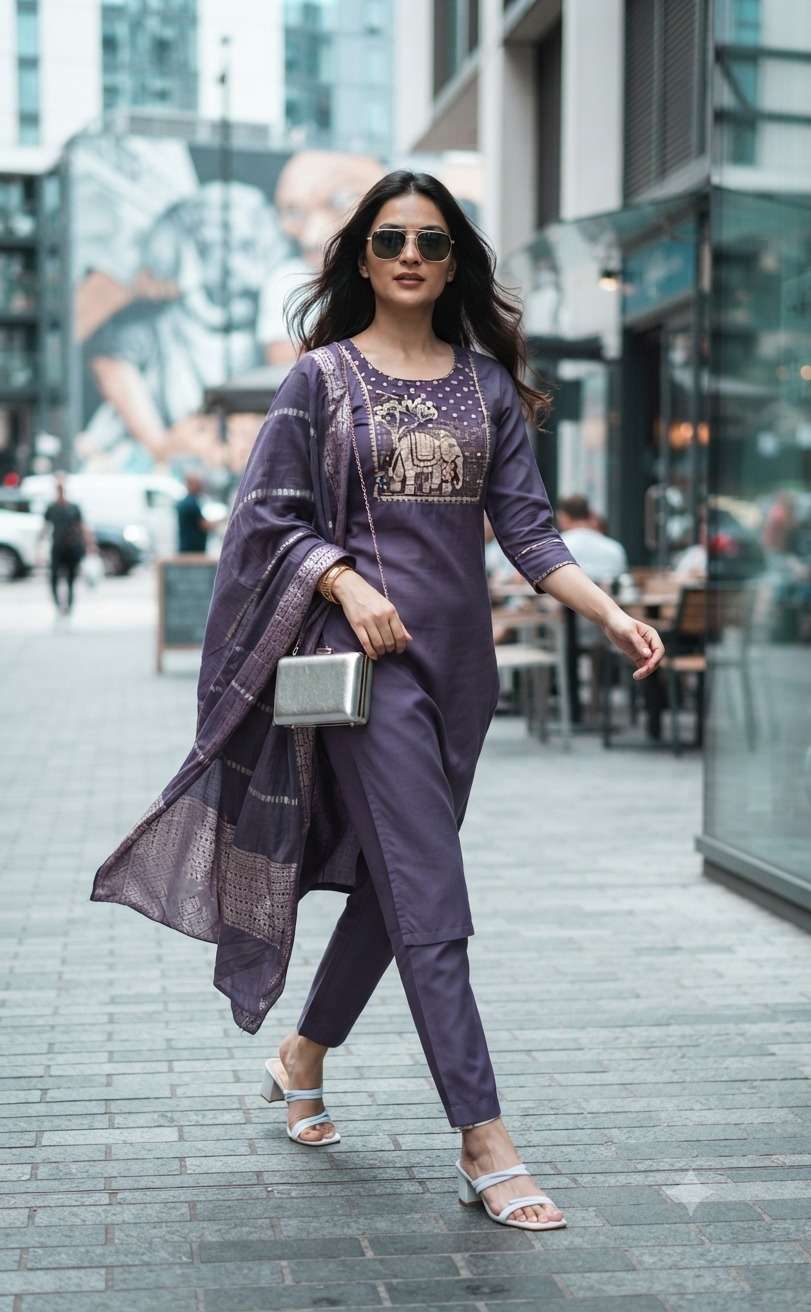 Rajnandini Jeevika Roman Kurti Pant Dupatta Set