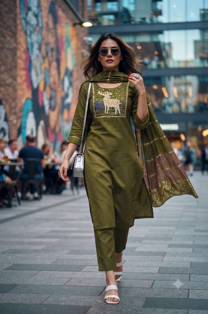 Rajnandini Jeevika Roman Kurti Pant Dupatta Set