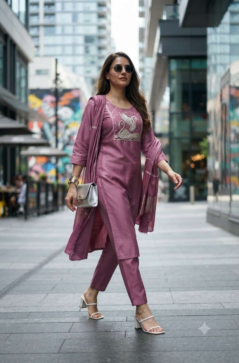 Rajnandini Jeevika Roman Kurti Pant Dupatta Set