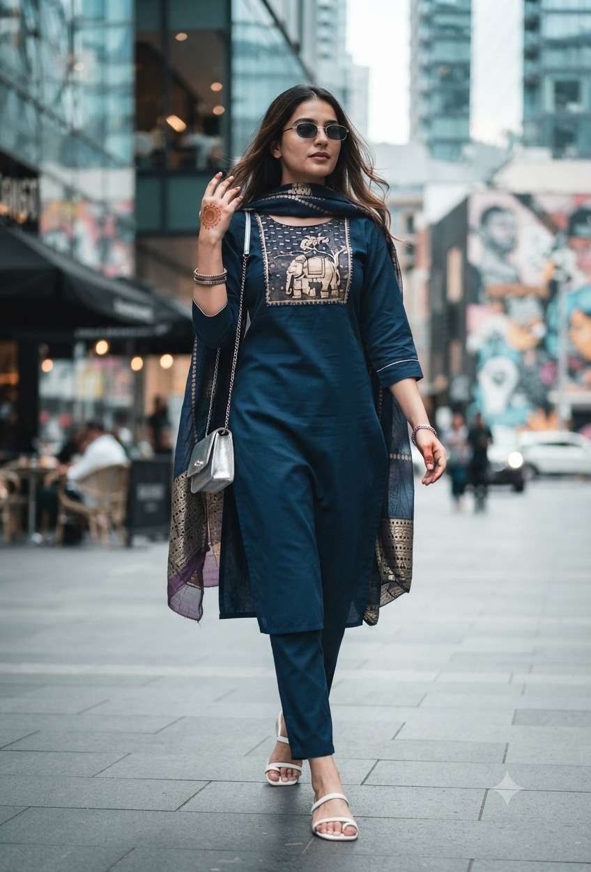 Rajnandini Jeevika Roman Kurti Pant Dupatta Set