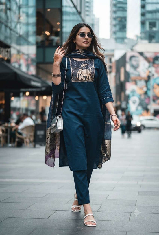Rajnandini Jeevika Roman Kurti Pant Dupatta Set