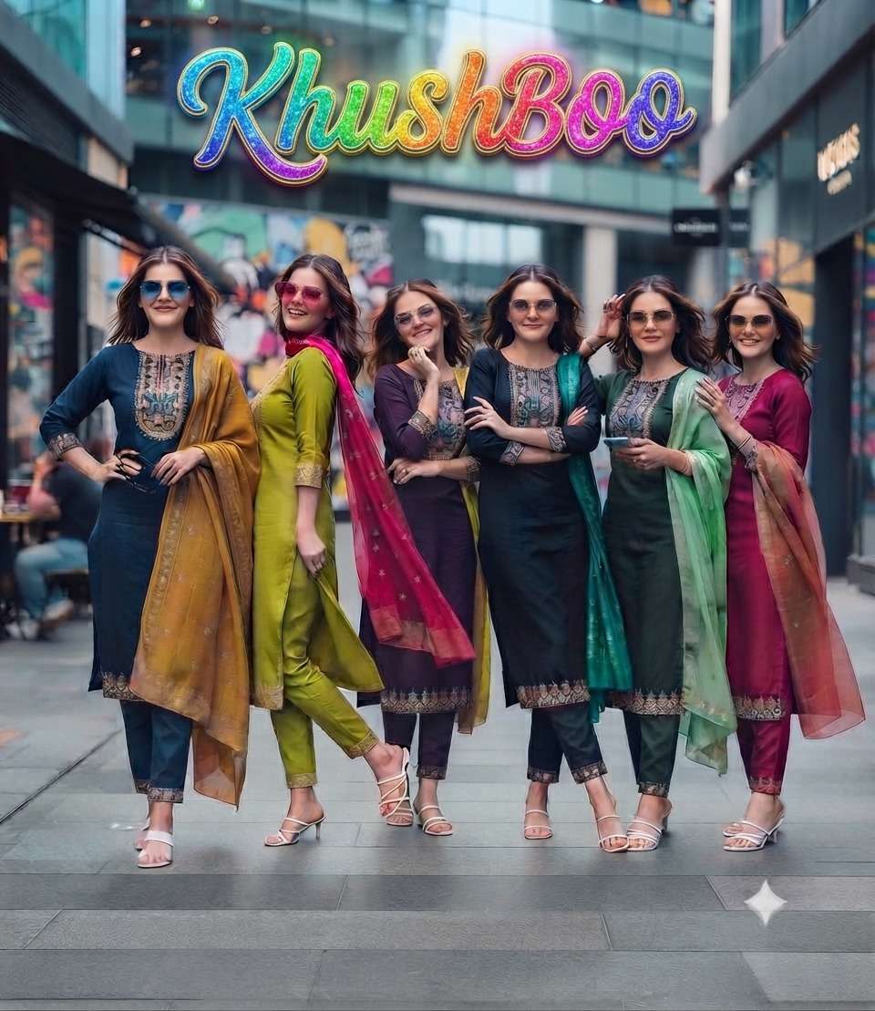 Rajnandini Khushboo Vertican Silk Salwar Suit Set Wholesale