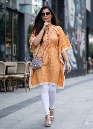 Rajnandini Lady Kaftan Muslin Kaftan Kurti Wholesale - Amrah Wholesale
