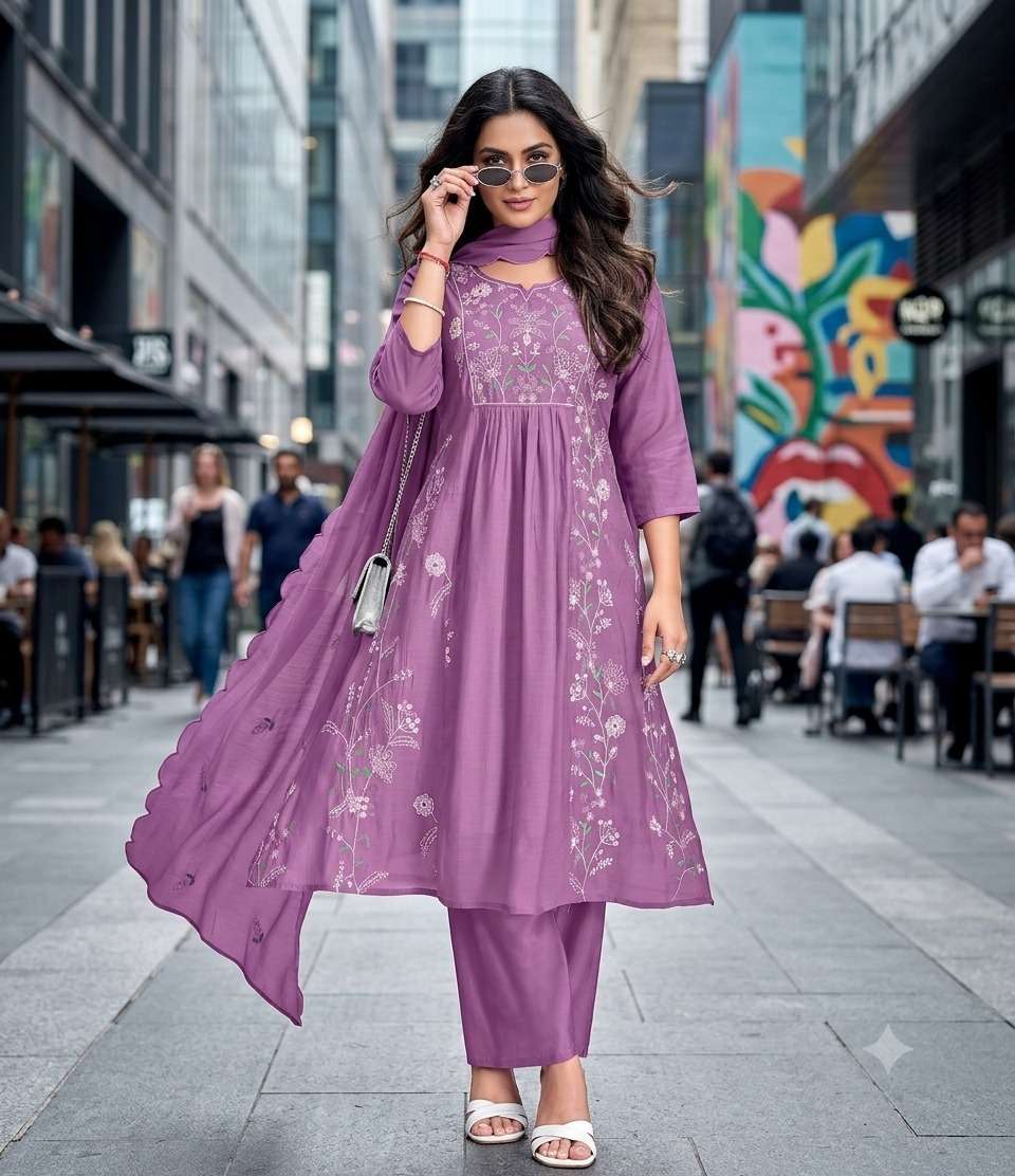 Rajnandini Madhubala Premium Mal Chanderi Stitched Salwar Suit Set