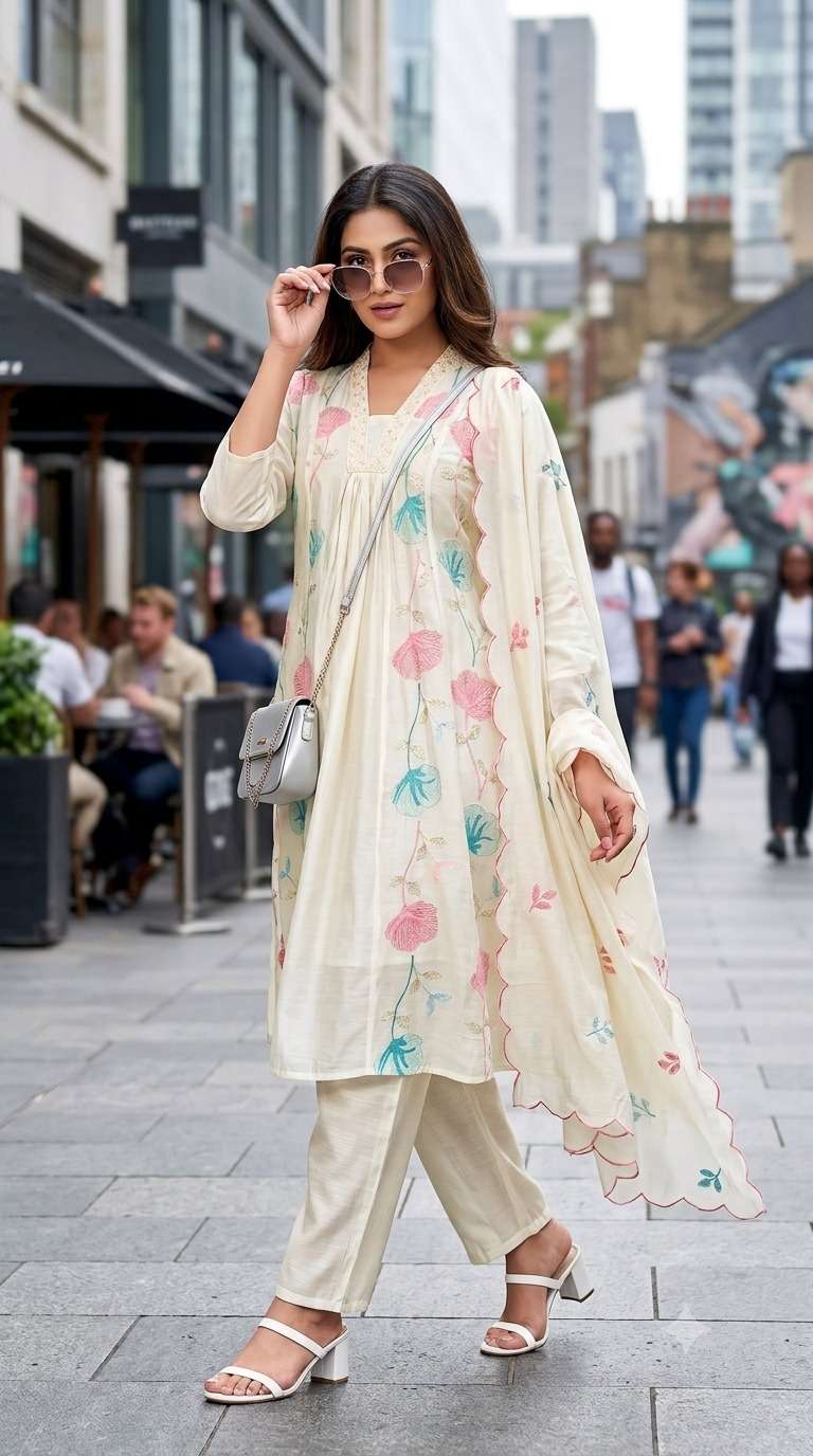 Rajnandini Madhubala Premium Mal Chanderi Stitched Salwar Suit Set