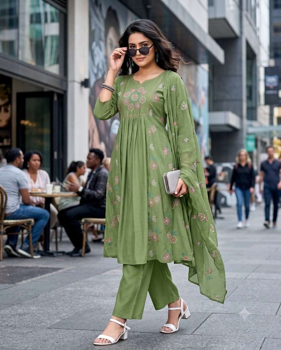 Rajnandini Madhubala Premium Mal Chanderi Stitched Salwar Suit Set
