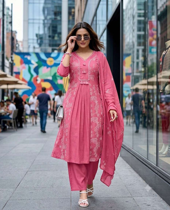 Rajnandini Madhubala Premium Mal Chanderi Stitched Salwar Suit Set