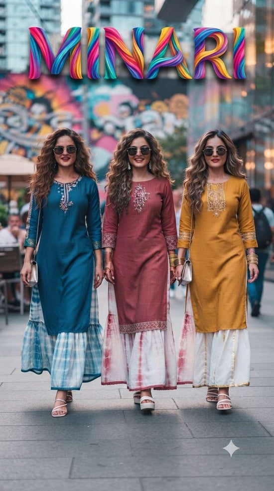 Rajnandini Minari Muslin Kurti Sharara Set - Amrah Wholesale