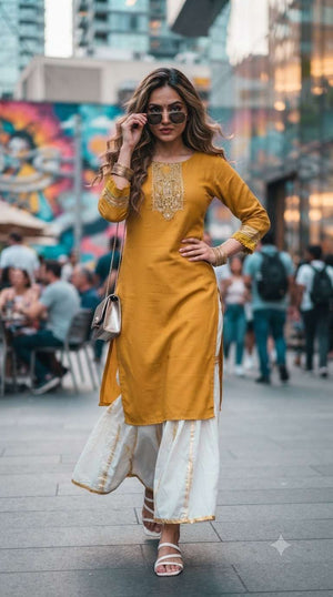 Rajnandini Minari Muslin Kurti Sharara Set - Amrah Wholesale