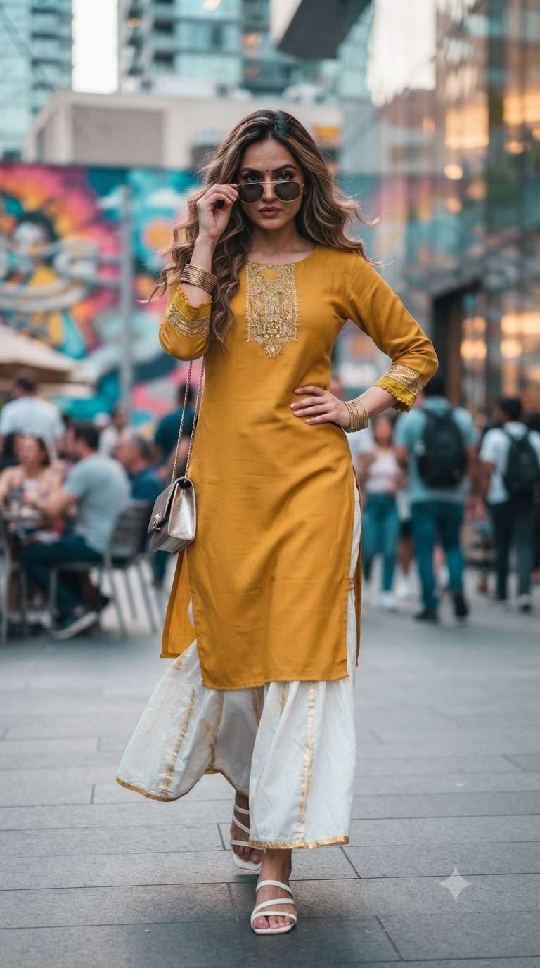 Rajnandini Minari Muslin Kurti Sharara Set - Amrah Wholesale