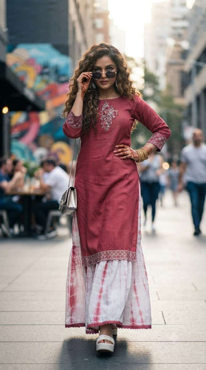 Rajnandini Minari Muslin Kurti Sharara Set - Amrah Wholesale