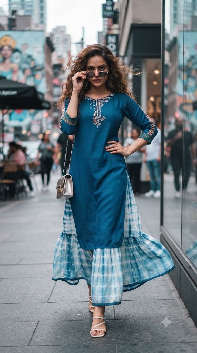 Rajnandini Minari Muslin Kurti Sharara Set - Amrah Wholesale