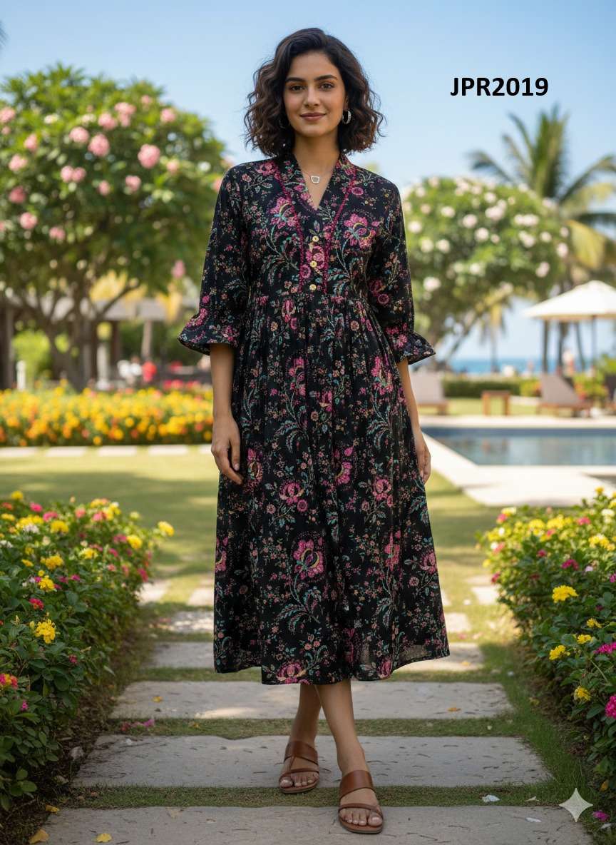 Rajnandini Monsoon Vol 3 Jaipuri Cotton Printed Middy Dress