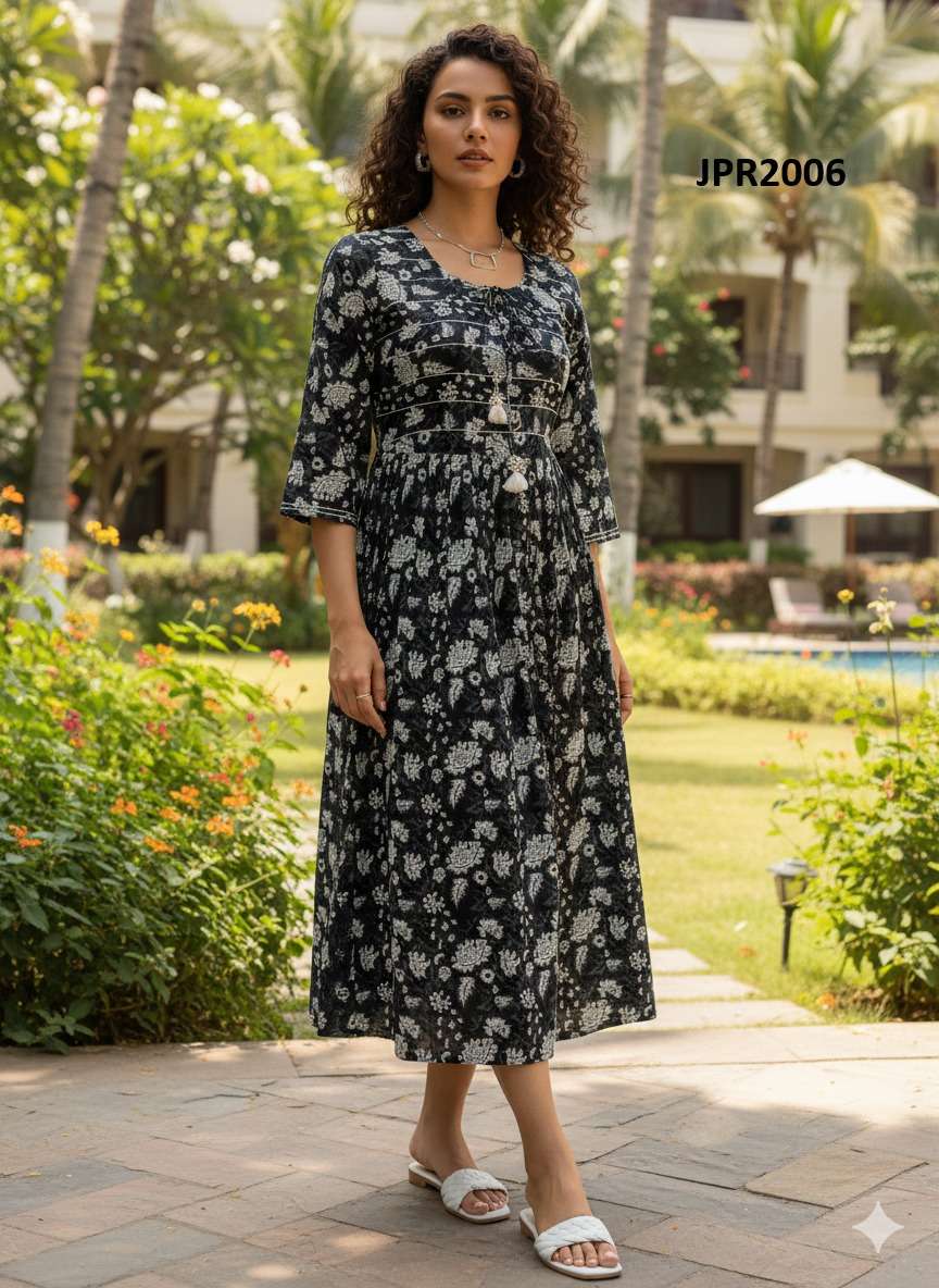 Rajnandini Monsoon Vol 3 Jaipuri Cotton Printed Middy Dress