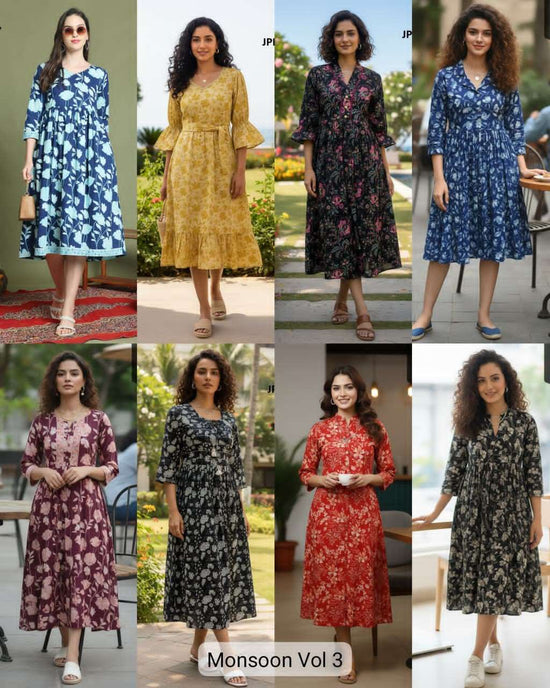 Rajnandini Monsoon Vol 3 Jaipuri Cotton Printed Middy Dress