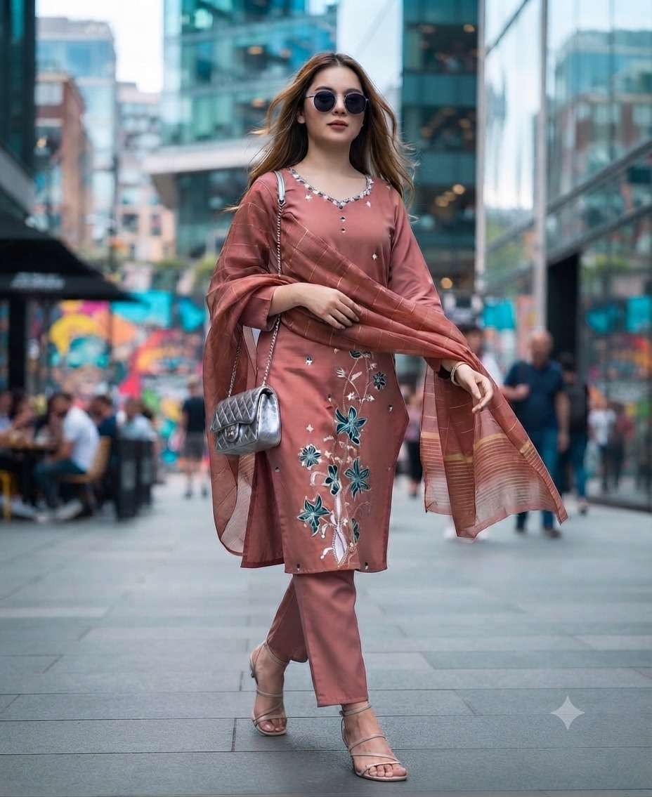Rajnandini Raahi Vol 2 Roman Silk Kurti Pant Dupatta Set Wholesale
