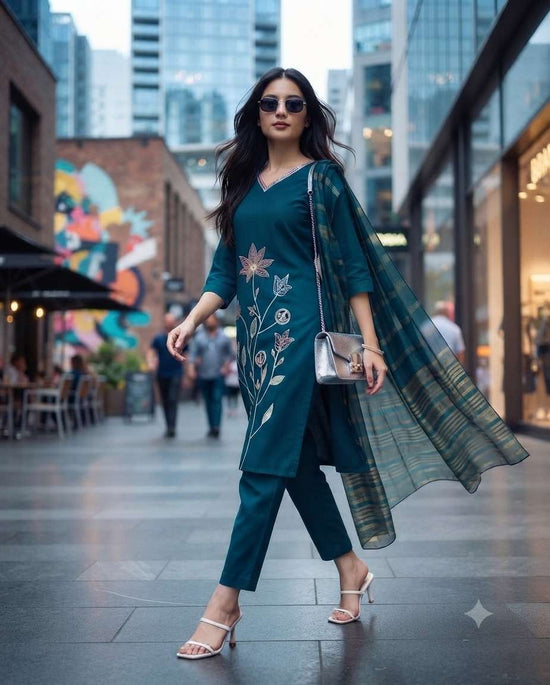Rajnandini Raahi Vol 2 Roman Silk Kurti Pant Dupatta Set Wholesale