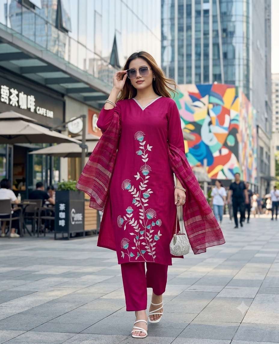 Rajnandini Raahi Vol 2 Roman Silk Kurti Pant Dupatta Set Wholesale