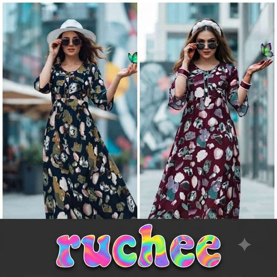 Rajnandini Ruchee Heavy Flared Rayon Maxi Gown Wholesale