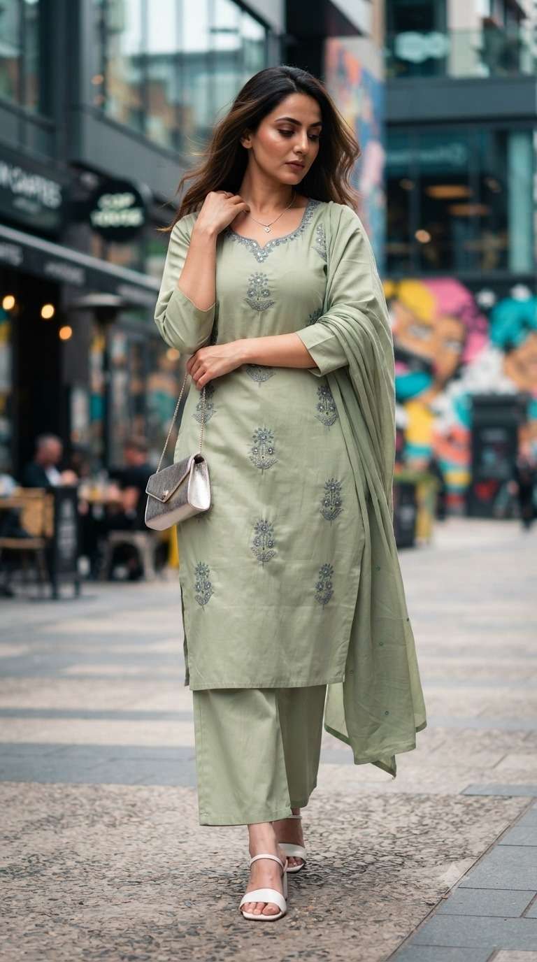 Rajnandini Sameera Bloom Cotton Kurti Pant Dupatta Set - Amrah Wholesale
