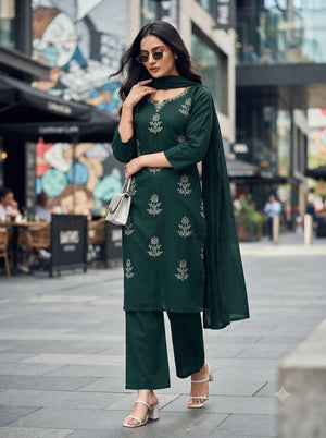 Rajnandini Sameera Bloom Cotton Kurti Pant Dupatta Set - Amrah Wholesale
