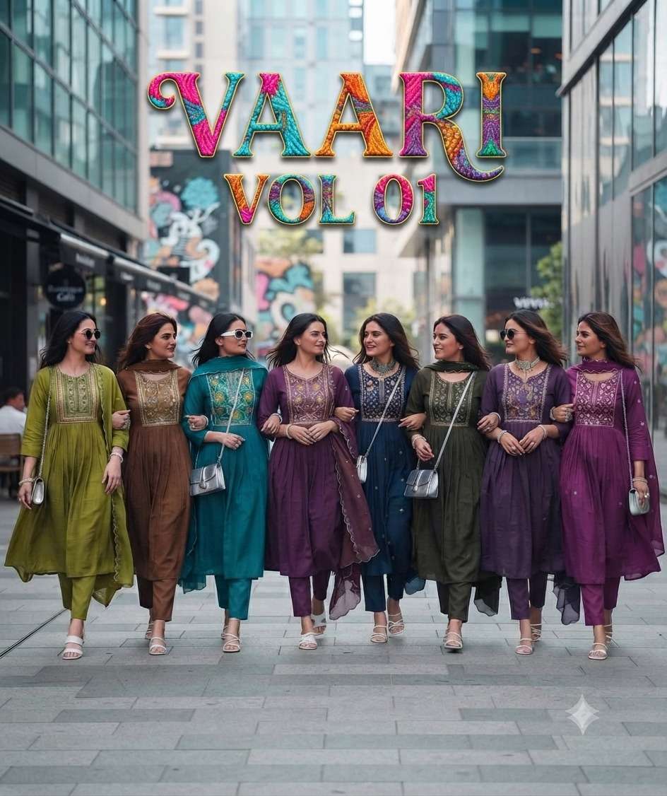 Rajnandini Vaari Vol 1 Heavy Chanderi Kurti Pant Dupatta Set