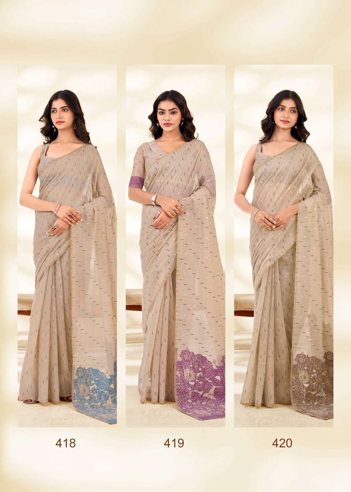 Rajpath Cream Silk Modal Cotton Saree - Amrah Wholesale